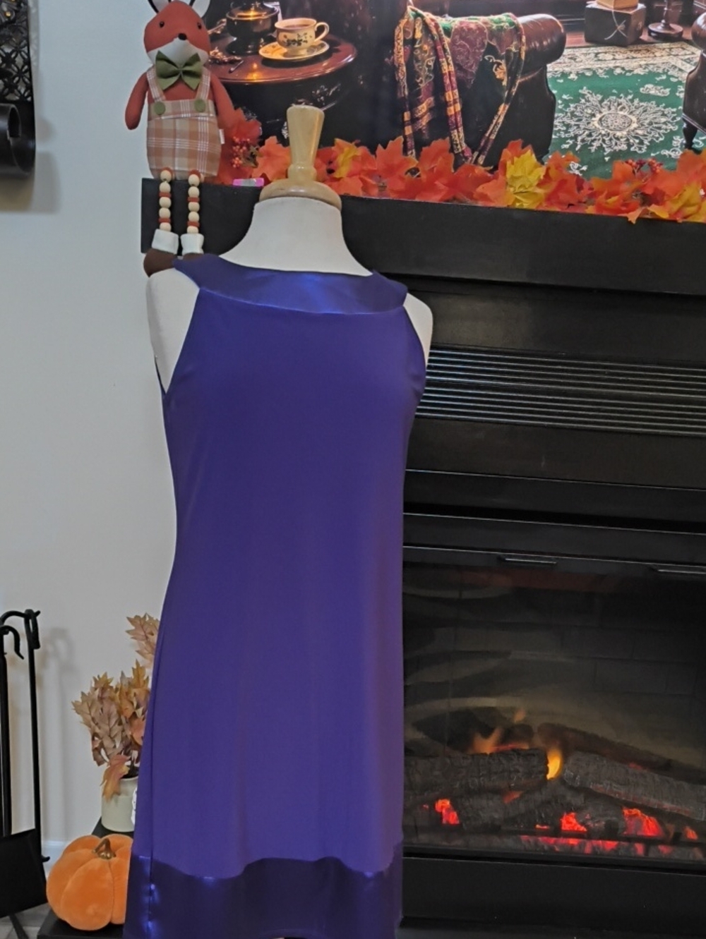 Blu Sage Satin-Trim Purple Shift Dress